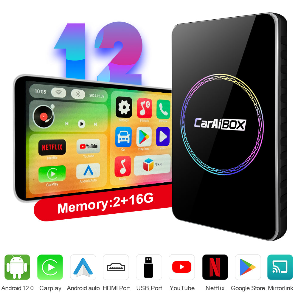 Linkifun™ C2 RGB Android 13 Smart AI Box Wireless CarPlay/Android Auto Adapter with HDMI and Screen Mirroring