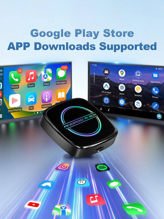 Linkifun GT8D Android 15 Smart AI Box with Google Play access for downloading thousands of apps, featuring HDMI Out support