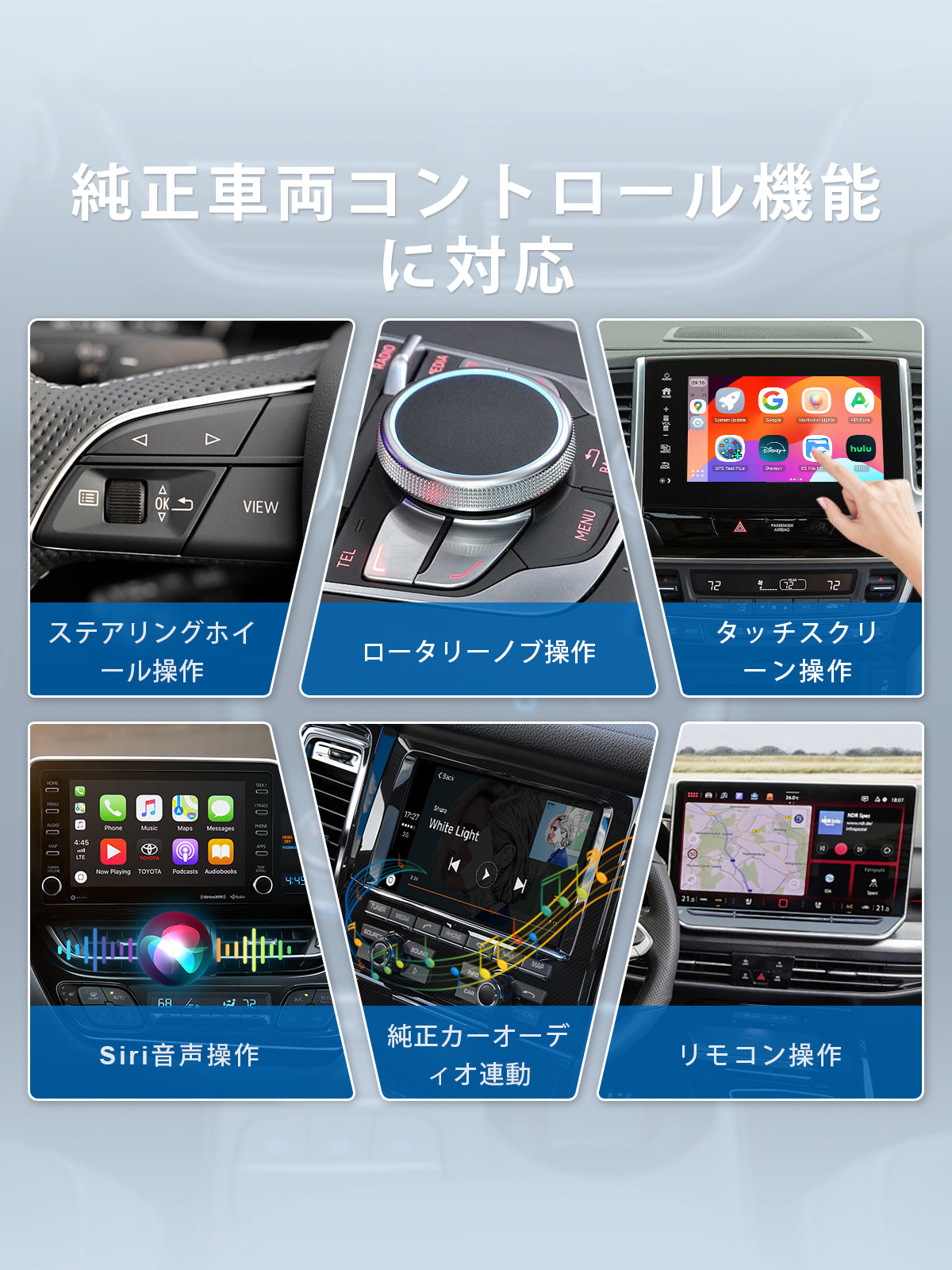 Linkifun GT8D Smart AI Box integrating smoothly with original vehicle touchscreen, steering wheel, voice assistant, and rotary knob controls