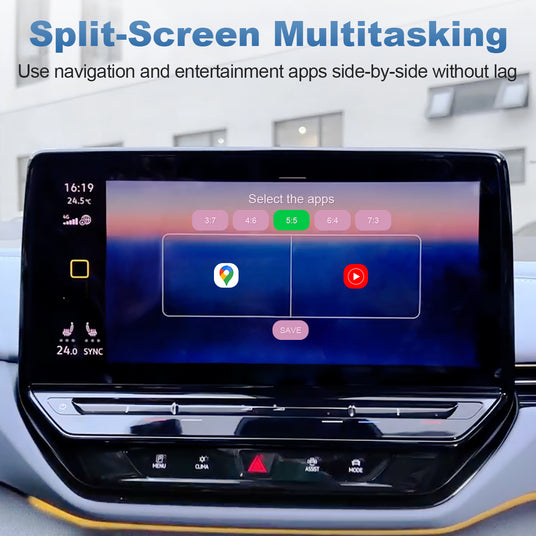 Linkifun GT8D Smart AI Box with customizable split-screen multitasking for using two apps simultaneously