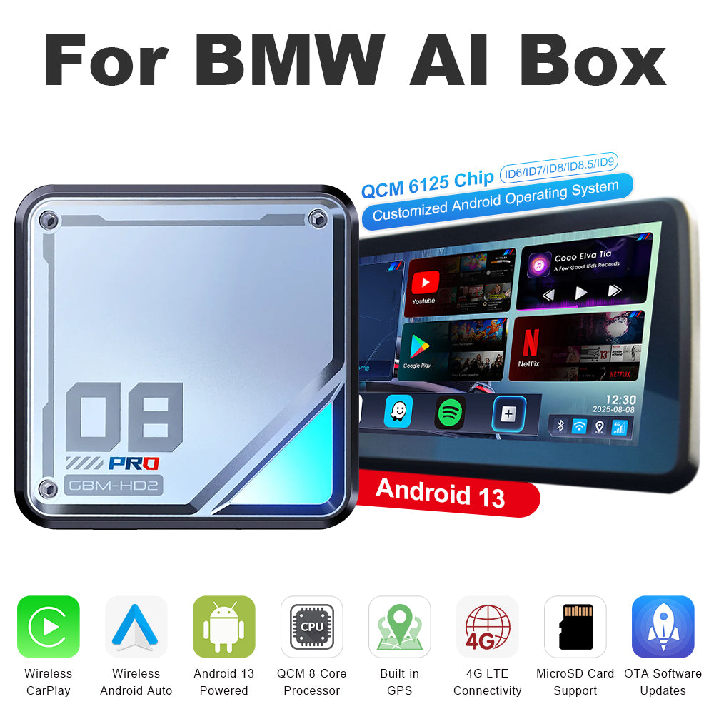 Linkifun™ L8 CarPlay Android 13 AI Box for BMW – Wireless CarPlay & Android Auto Support – Customizable System ID6/ID7/ID8/ID8.5/ID9