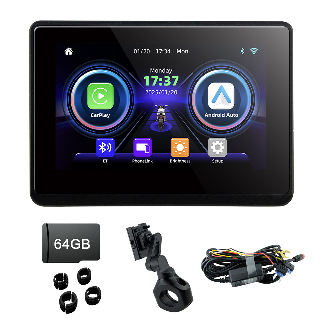 Linkifun™ MT1 / MT1A 5" Motorcycle Navigation Screen with Optional DVR & GPS (Wireless CarPlay, Android Auto, IP67, Screen Mirroring)