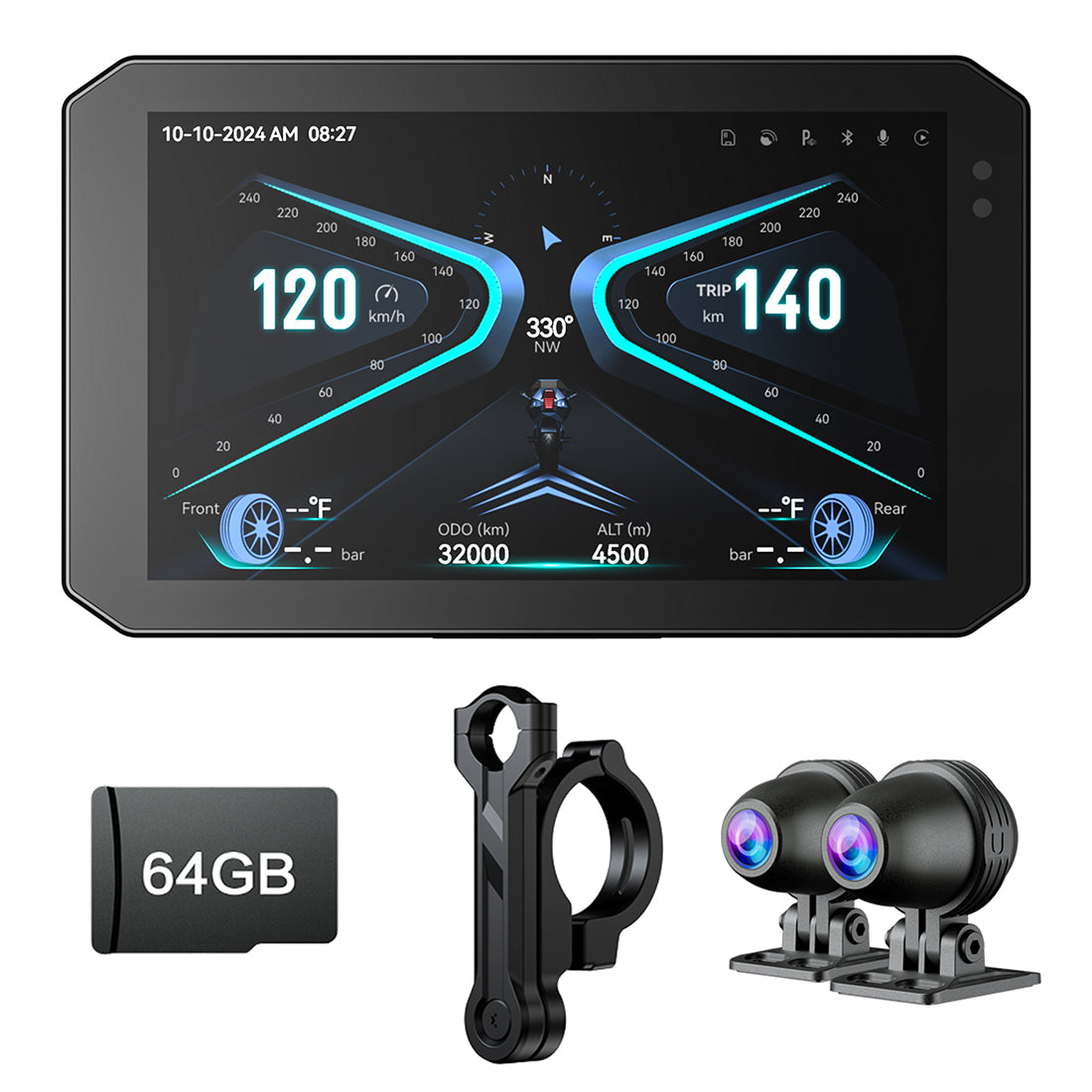 Linkifun™ M100 5" Motorcycle Dash Cam with 1080P Sony Camera, Wireless CarPlay/Android Auto, Odometer, Optional TPMS, Waterproof, Rugged Design