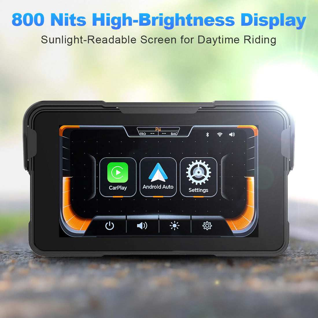 Linkifun™ MT11A 5" Motorcycle Navigation Screen with Wireless CarPlay & Android Auto, IP67 Waterproof, Single Bluetooth, Optional TPMS