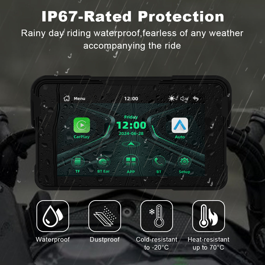 Linkifun™ MT11 5" Motorcycle Navigation Screen with Wireless CarPlay & Android Auto, IP67 Waterproof, Bluetooth 5.0, Optional TPMS, Screen Mirroring