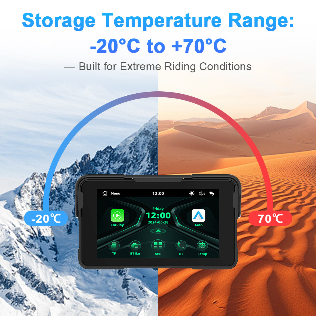 Linkifun™ MT11 5" Motorcycle Navigation Screen with Wireless CarPlay & Android Auto, IP67 Waterproof, Dual Bluetooth, Optional TPMS, Screen Mirroring