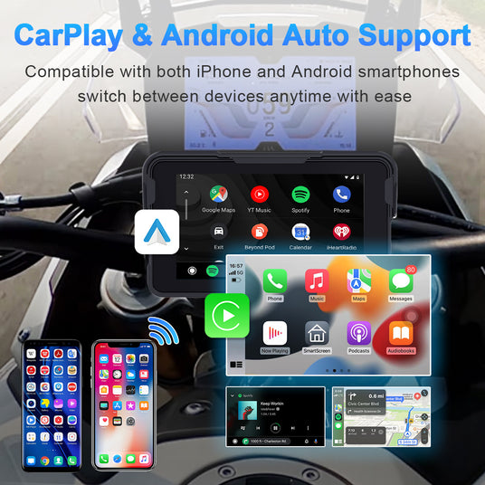 Linkifun MT11 Motorcycle GPS Navigation Screen with Wireless CarPlay and Android Auto connection for iPhone and Android smartphones