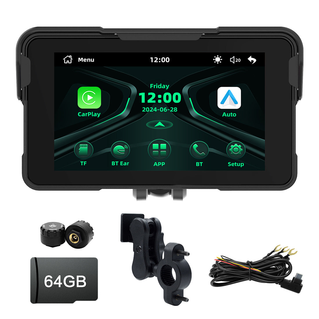 Linkifun™ MT11 5" Motorcycle Navigation Screen with Wireless CarPlay & Android Auto, IP67 Waterproof, Dual Bluetooth, Optional TPMS, Screen Mirroring