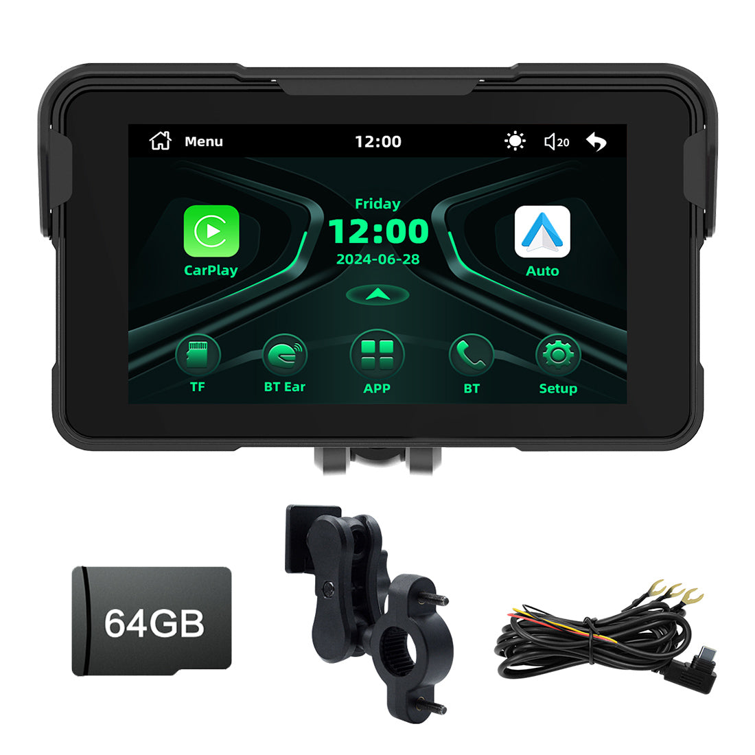 Linkifun™ MT11 5" Motorcycle Navigation Screen with Wireless CarPlay & Android Auto, IP67 Waterproof, Dual Bluetooth, Optional TPMS, Screen Mirroring