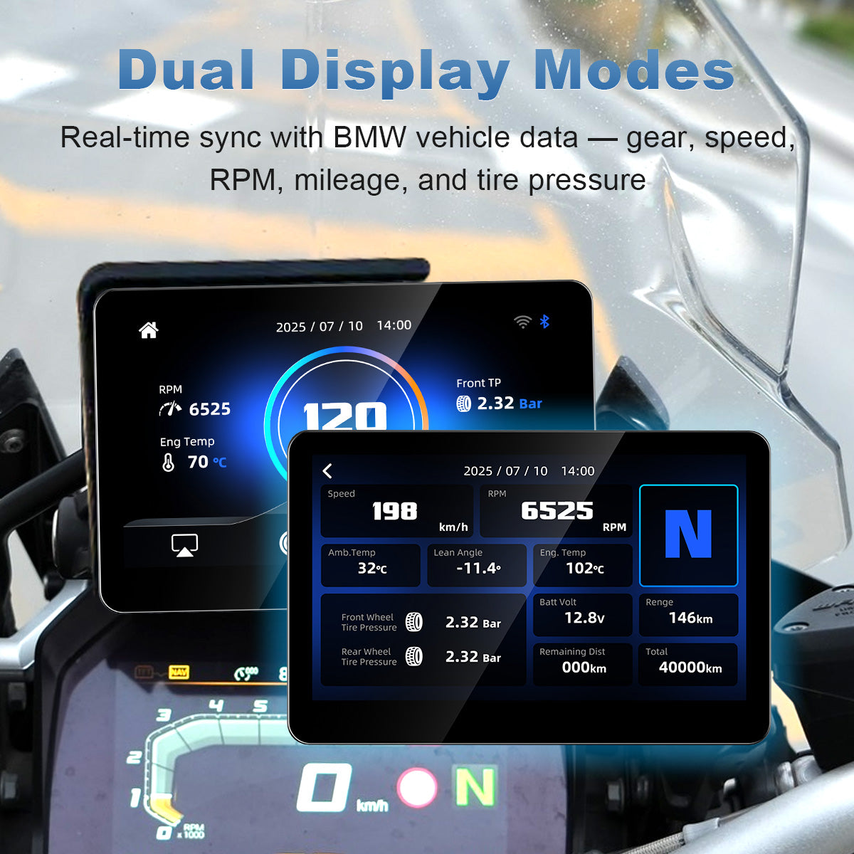 Linkifun™ MT3 Pro 5" & MT13 Pro 6.2" Android Motorcycle Smart Display for BMW Motorcycles – Wireless CarPlay & Android Auto, Screen Mirroring