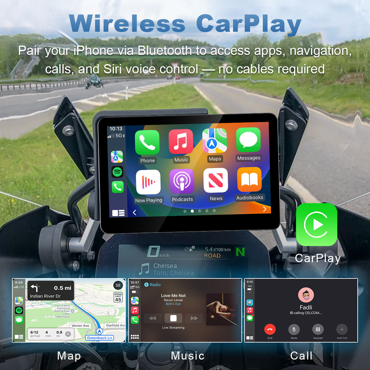 Linkifun™ MT3 Pro 5" & MT13 Pro 6.2" Android Motorcycle Smart Display for BMW Motorcycles – Wireless CarPlay & Android Auto, Screen Mirroring