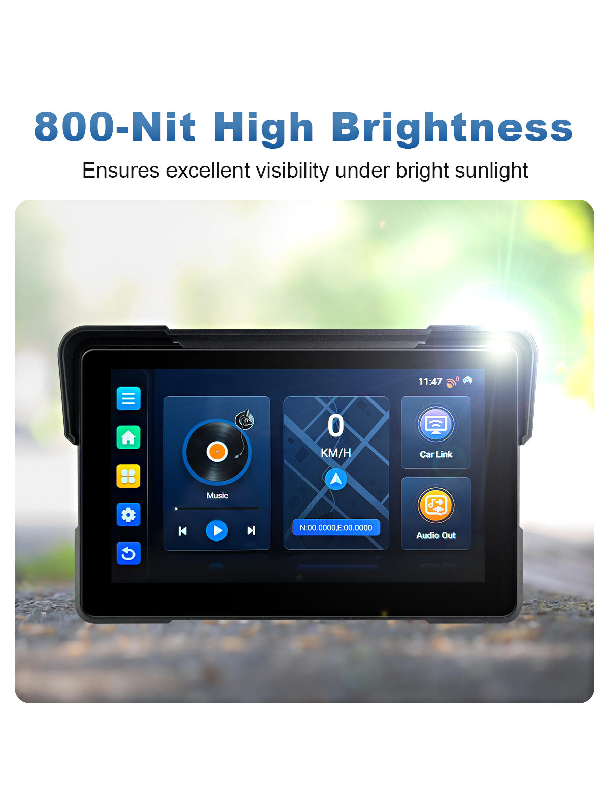 Linkifun MT21 motorcycle display panel with 800-nit brightness for clear visibility under direct sunlight during everyday riding.