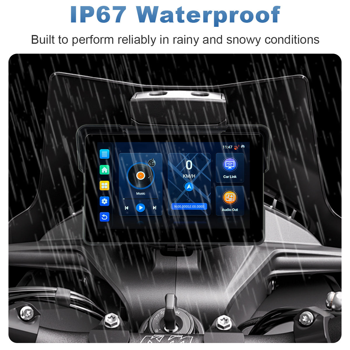 Linkifun™ MT21 7" Android 13 Motorcycle Navigation Screen with Wireless CarPlay/Android Auto, Built-in GPS, Wi-Fi