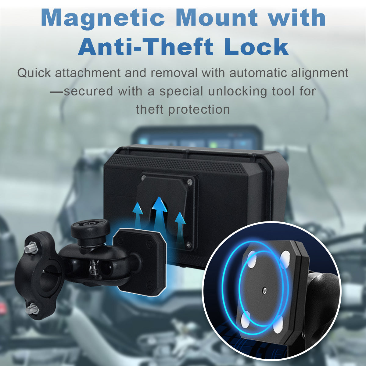 Linkifun™ MT23 6" Motorcycle Dash Cam with Wireless CarPlay/Android Auto, Android 14, SIM Support, TPMS, Odometer, GPS, DVR, Magnetic Mount