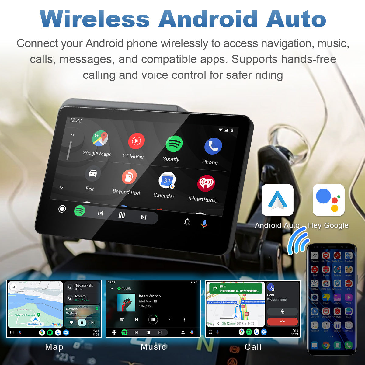 Linkifun MT13A Pro DVR 6,2-Zoll-Motorraddisplay für BMW, kabelloses CarPlay und Android Auto, Wonder Wheel, duale 1080P-DVRs