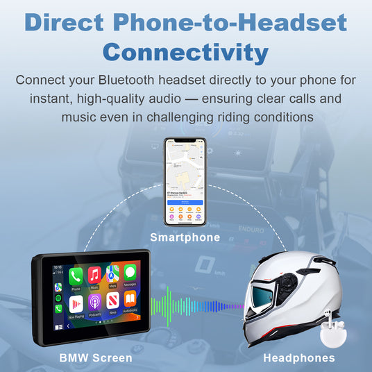Linkifun MT3 Pro BMW motorcycle display featuring direct phone-to-headset connectivity, providing clearer and more stable audio for calls and music during rides.