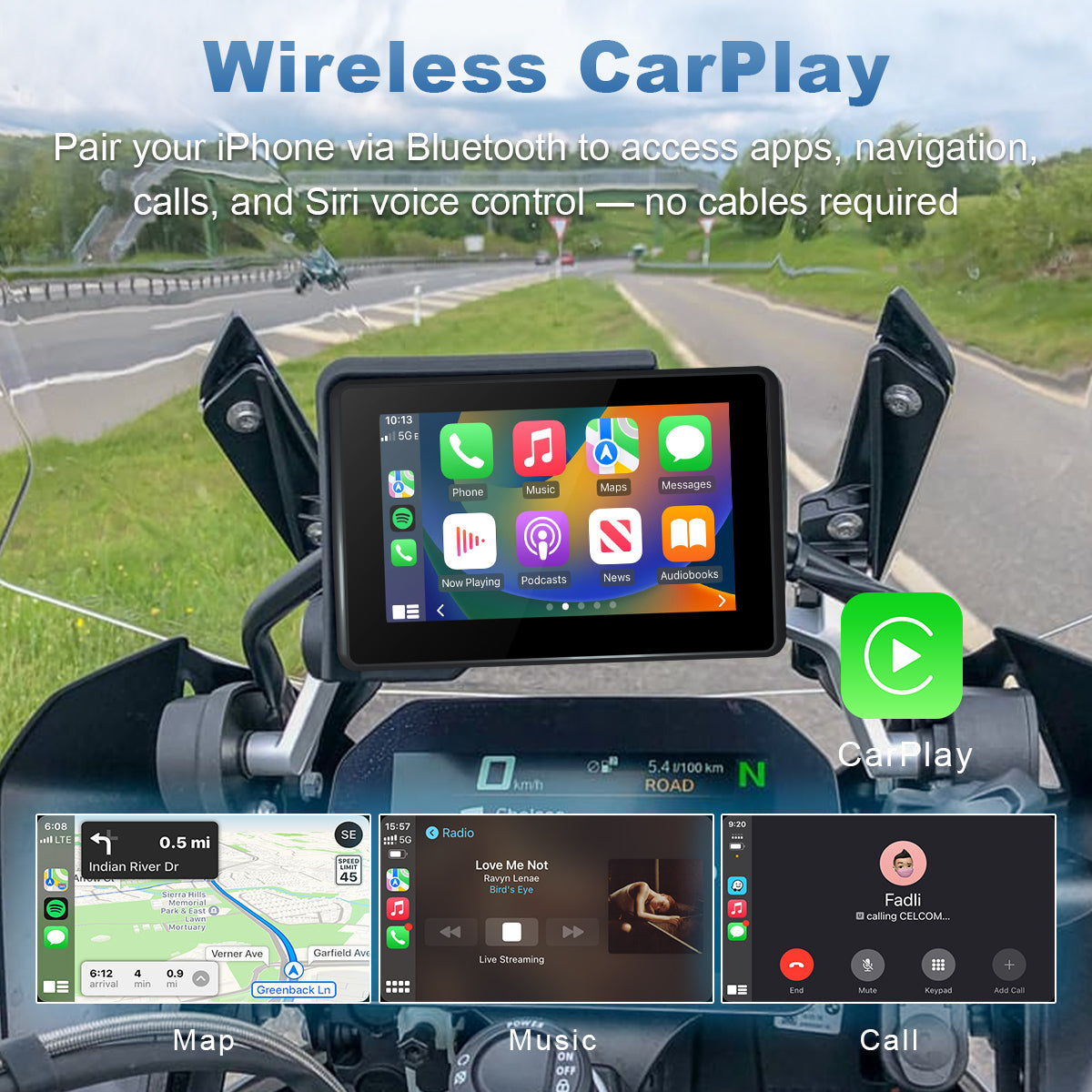 Linkifun MT3 Pro BMW display featuring wireless Apple CarPlay with Wonder Wheel, touchscreen, and voice control for easy navigation and music.