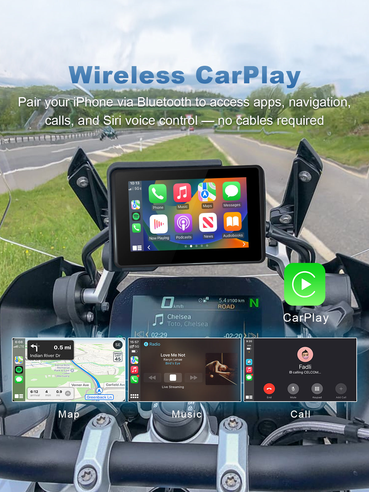 Linkifun MT3 Pro BMW display featuring wireless Apple CarPlay with Wonder Wheel, touchscreen, and voice control for easy navigation and music.