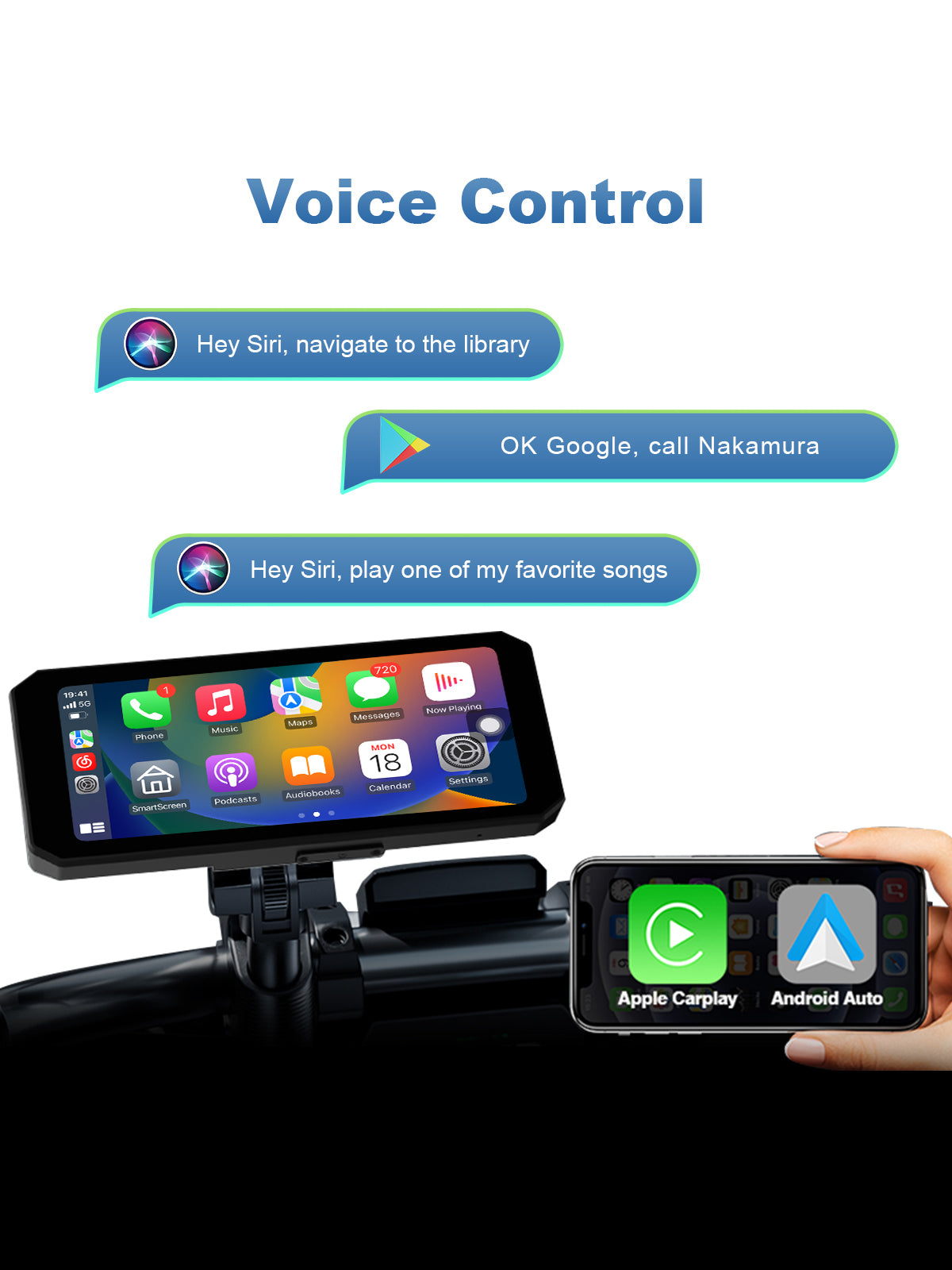 Linkifun MT7 motorcycle dash cam with hands-free voice control using Siri and Google Assistant for safe riding