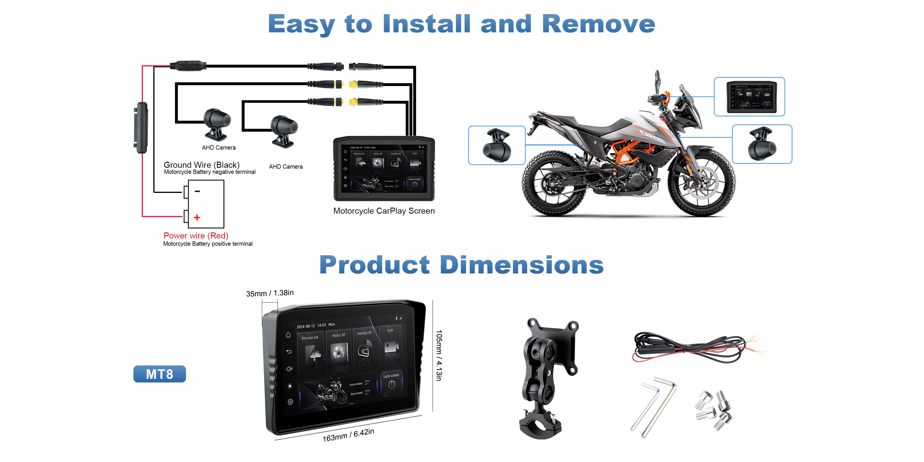 Step-by-step motorcycle installation diagram of Linkifun MT8 – desktop version