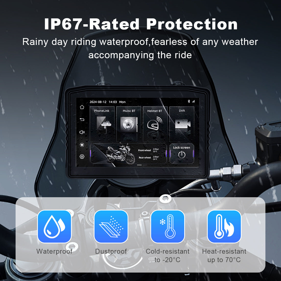 IP67 waterproof motorcycle display for reliable performance in rain and harsh weather