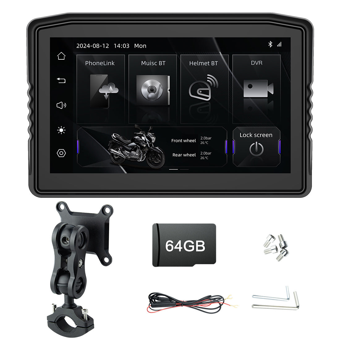 Linkifun™ MT8 6.2" Removable Motorcycle Navigation Screen with Wireless CarPlay & Android Auto (Optional DVR & TPMS)