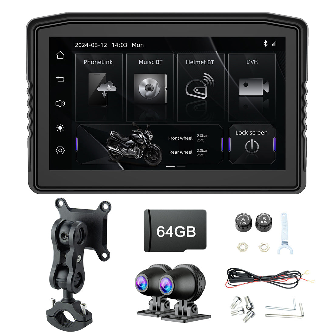 Linkifun™ MT8 6.2" Removable Motorcycle Navigation Screen with Wireless CarPlay & Android Auto (Optional DVR & TPMS)