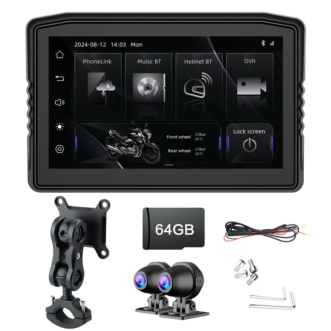 Linkifun™ MT8 6.2" Removable Motorcycle Navigation Screen with Wireless CarPlay & Android Auto (Optional DVR & TPMS)