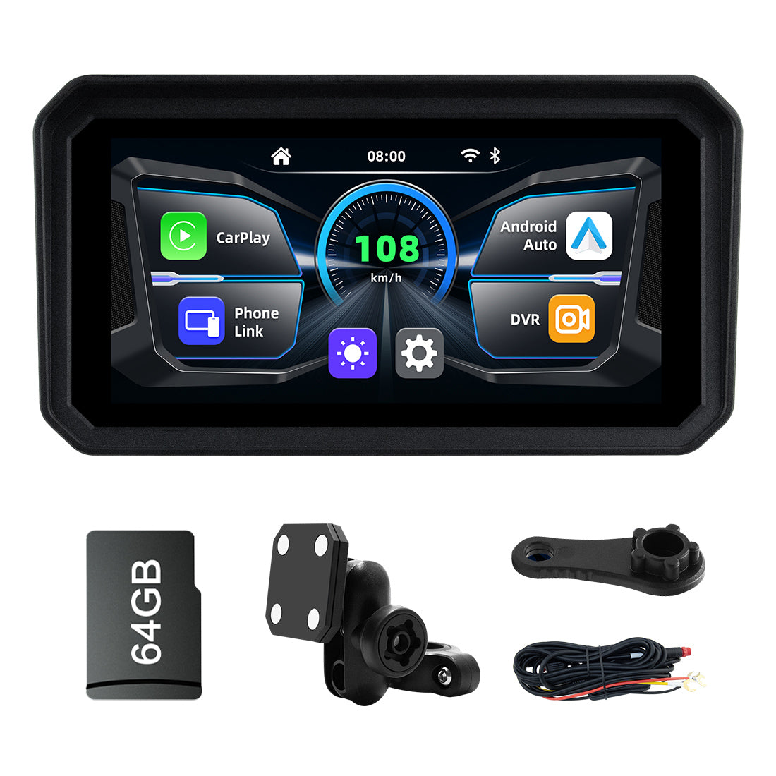 Linkifun™ MT9 / MT9A 6" Motorcycle Navigation Display with Wireless CarPlay, Android Auto, Screen Mirroring, Magnetic Mount (Optional DVR & GPS)