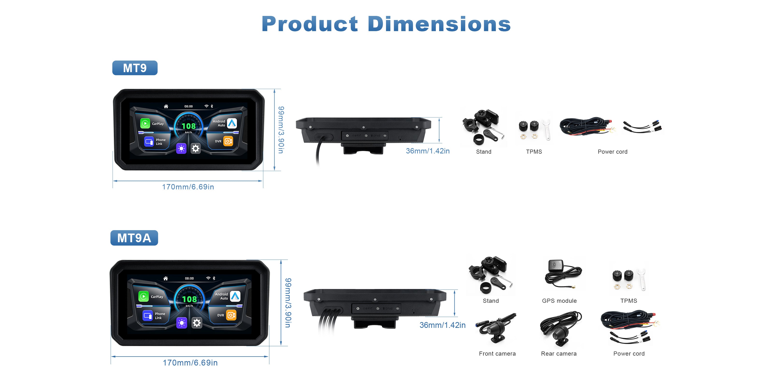 Linkifun MT9 motorcycle navigation display wiring installation diagram showing step-by-step cable connections for easy setup
