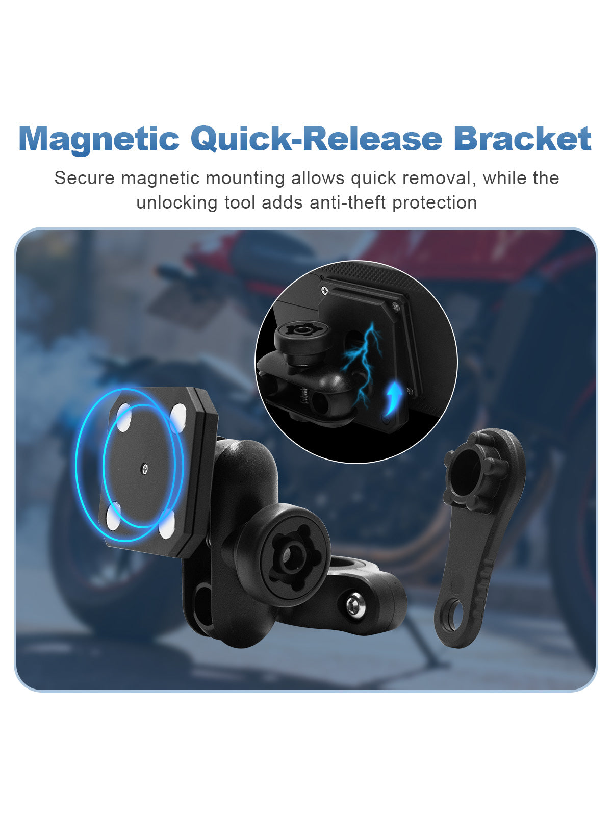 Linkifun MT9B motorcycle display installed with a sturdy aluminum alloy mount for stable riding use