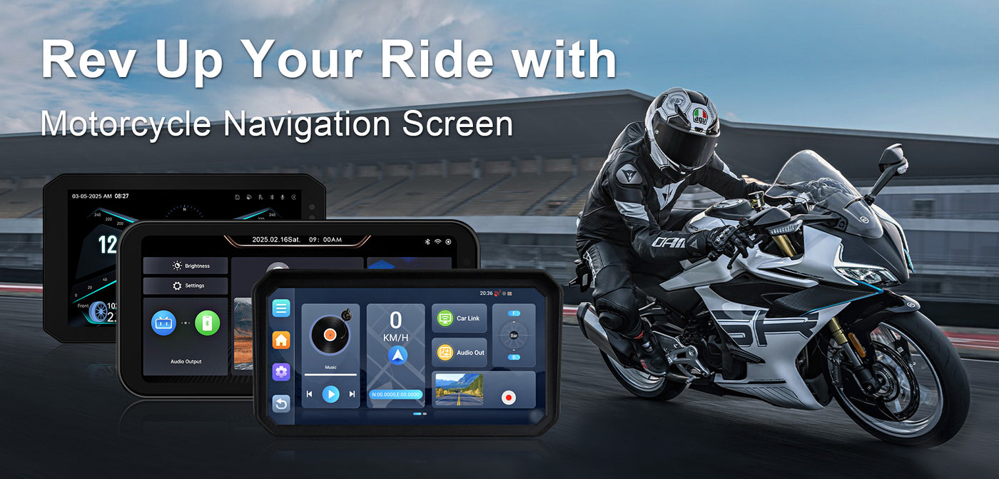 Motorcycle Navigation Screen with GPS, 1080P Dash Cam, TPMS, Wireless CarPlay & Android Auto – Linkifun