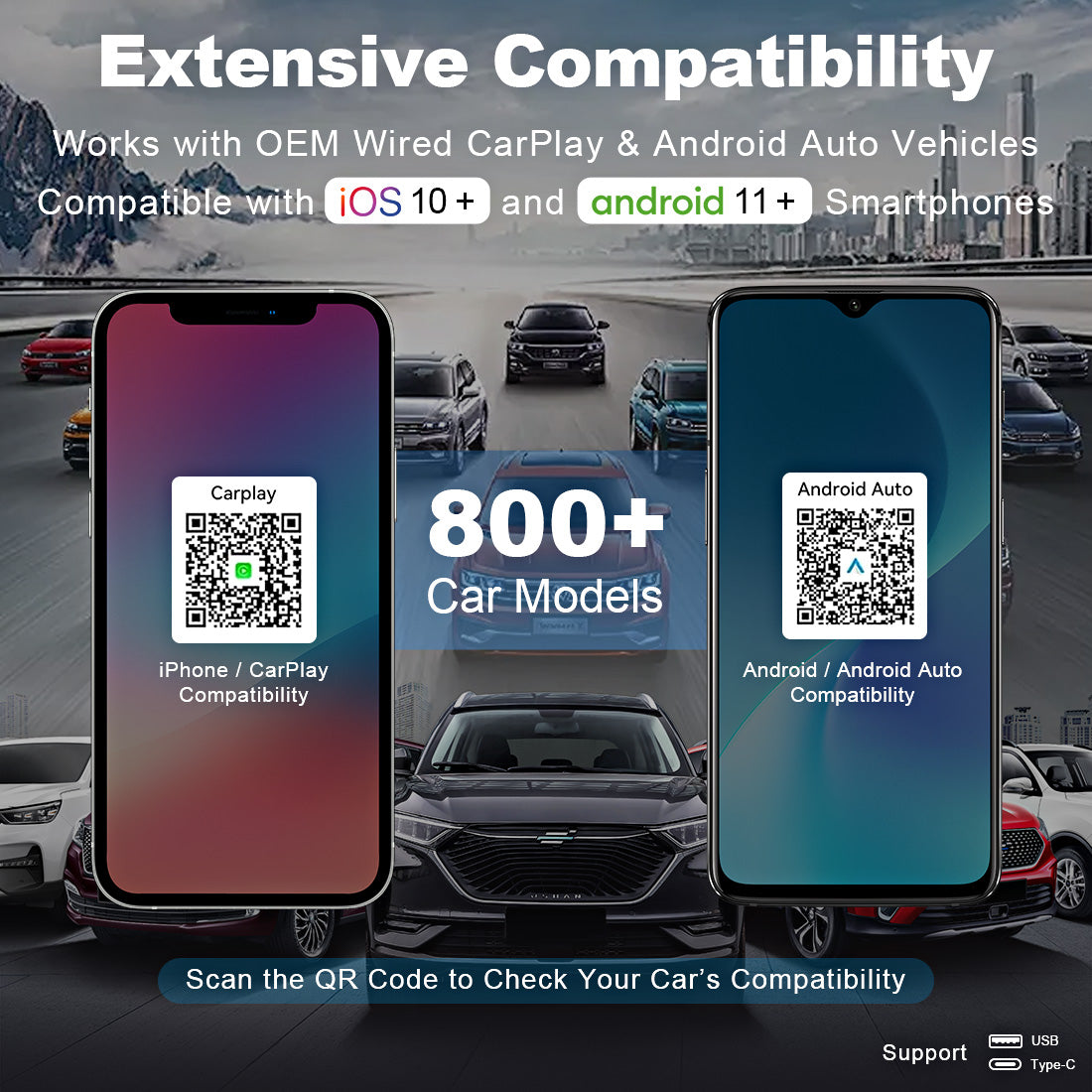 Linkifun™ RGB Nano Wireless CarPlay/Android Auto Adapter – Smallest Form with Ambient Lighting