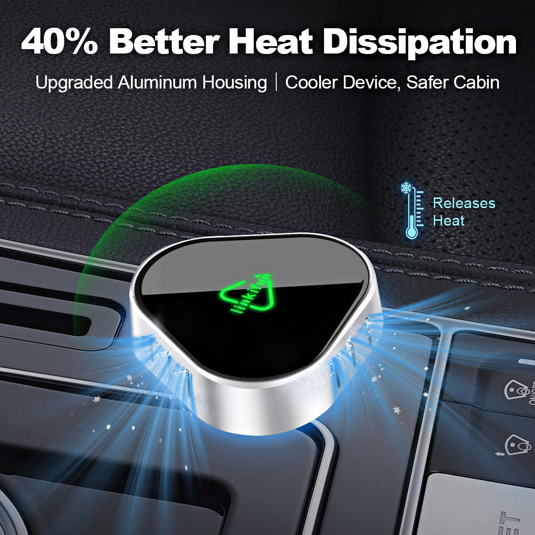 RGB Nano adapter with aluminum alloy body for fast heat dissipation and reliable in-car performance