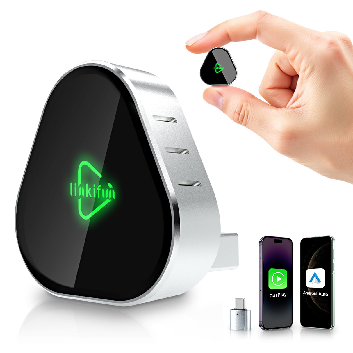 Linkifun™ RGB Nano Wireless CarPlay/Android Auto Adapter – Smallest Form with Ambient Lighting