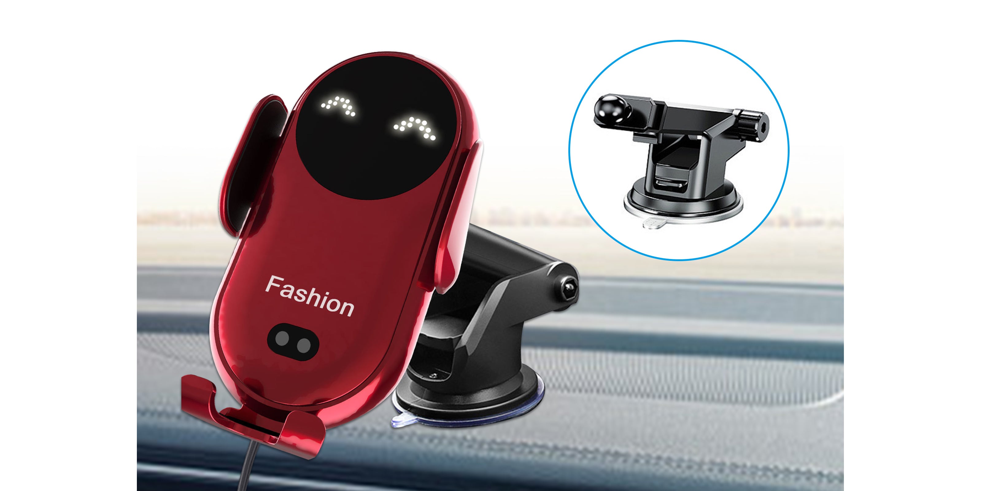 Linkifun Smart Automatic Infrared Sensing Wireless Fast Charging Car Mount demonstrating quick wireless charging feature for smartphones while driving