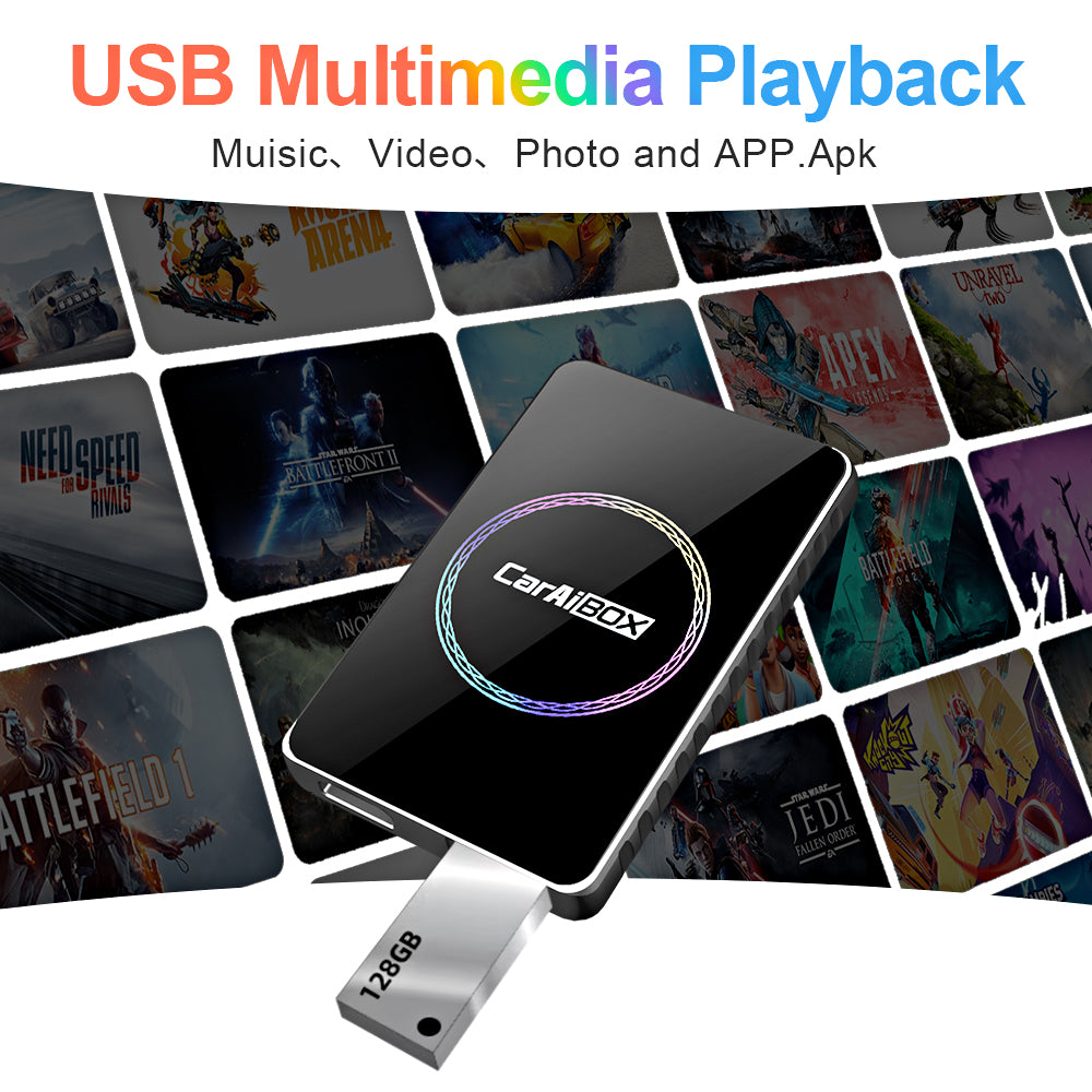 Linkifun C2 RGB supports video playback from USB drives and TF cards via reader, enabling offline entertainment on the car display.