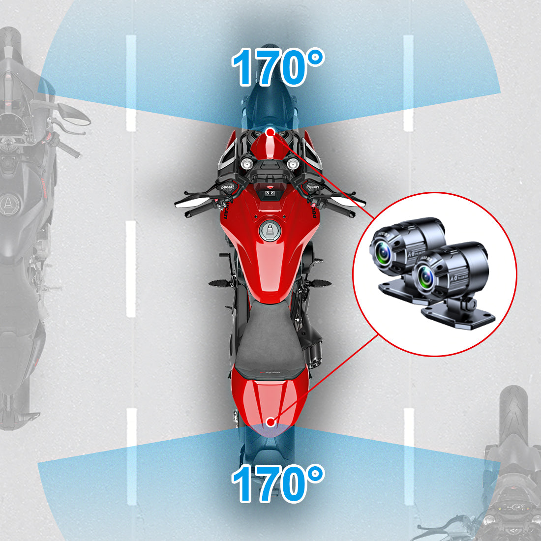 Linkifun M100 dual camera system offers 141° wide-angle lenses with 170° vertical adjustment for front and rear visibility.