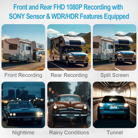 Motorcycle dash cam with IPS display and effective night vision, designed for clear visibility in various lighting conditions.