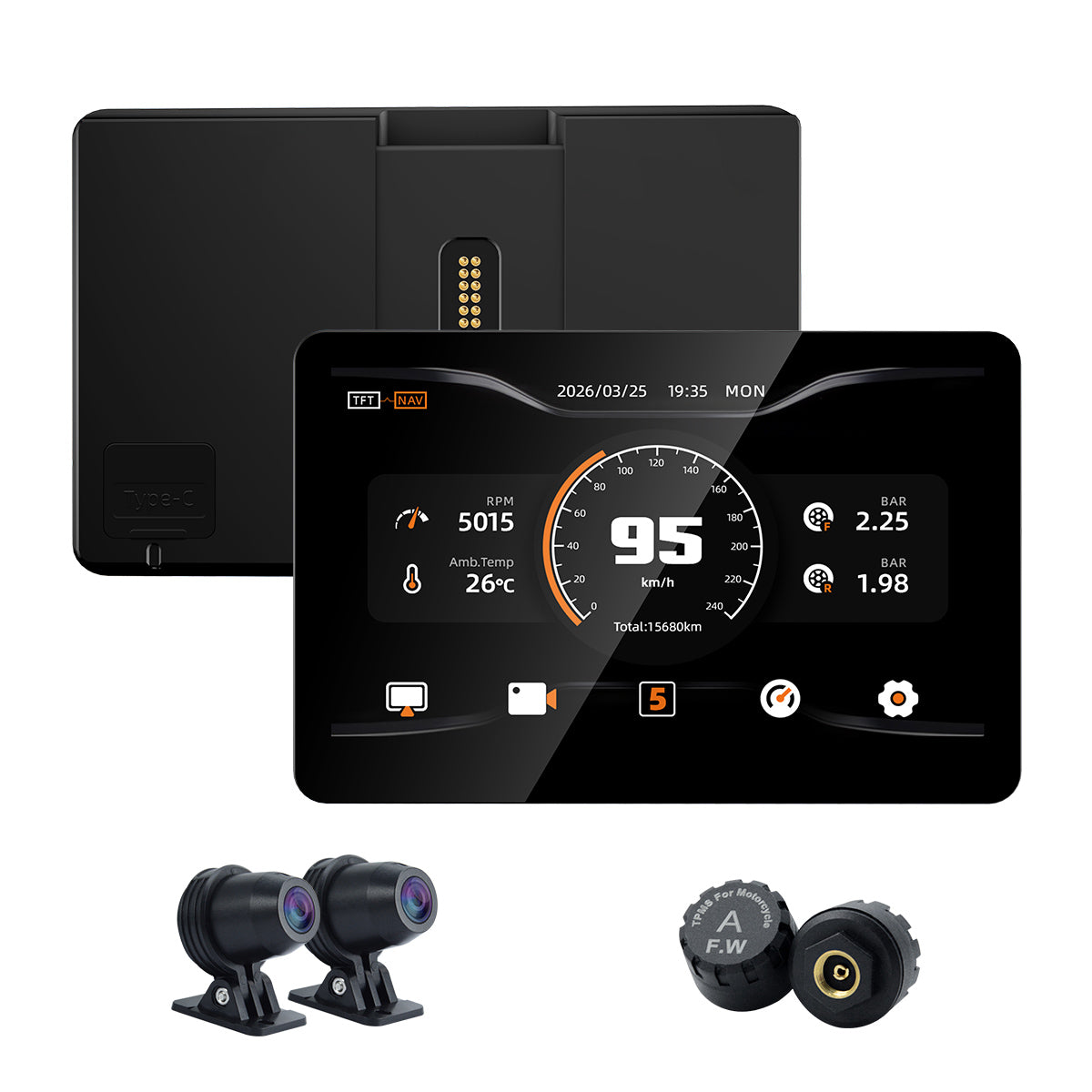 Linkifun MT13A Pro DVR 6.2インチ BMW用バイクディスプレイ、ワイヤレスCarPlay&Android Auto、Wonder Wheel、デュアル1080P DVR、オプションのTPMS