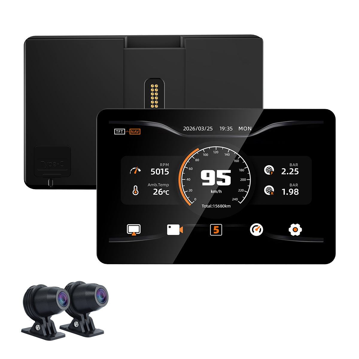 Linkifun MT13A Pro DVR 6.2インチ BMW用バイクディスプレイ、ワイヤレスCarPlay&Android Auto、Wonder Wheel、デュアル1080P DVR、オプションのTPMS