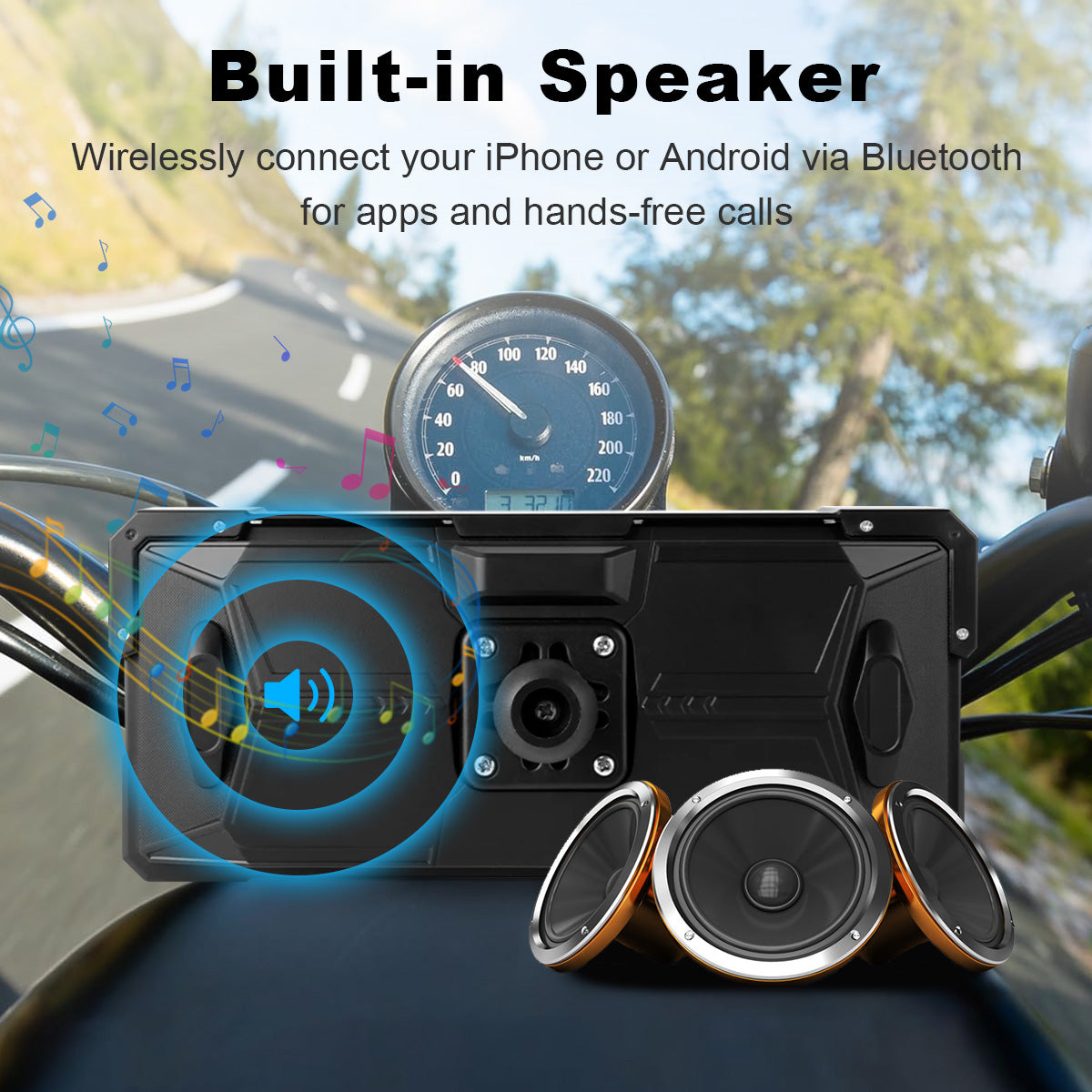 Linkifun™ MT81 8.1" Motorcycle CarPlay Navigation Screen with Wireless Android Auto, Screen Mirroring, Optional TPMS & DVR