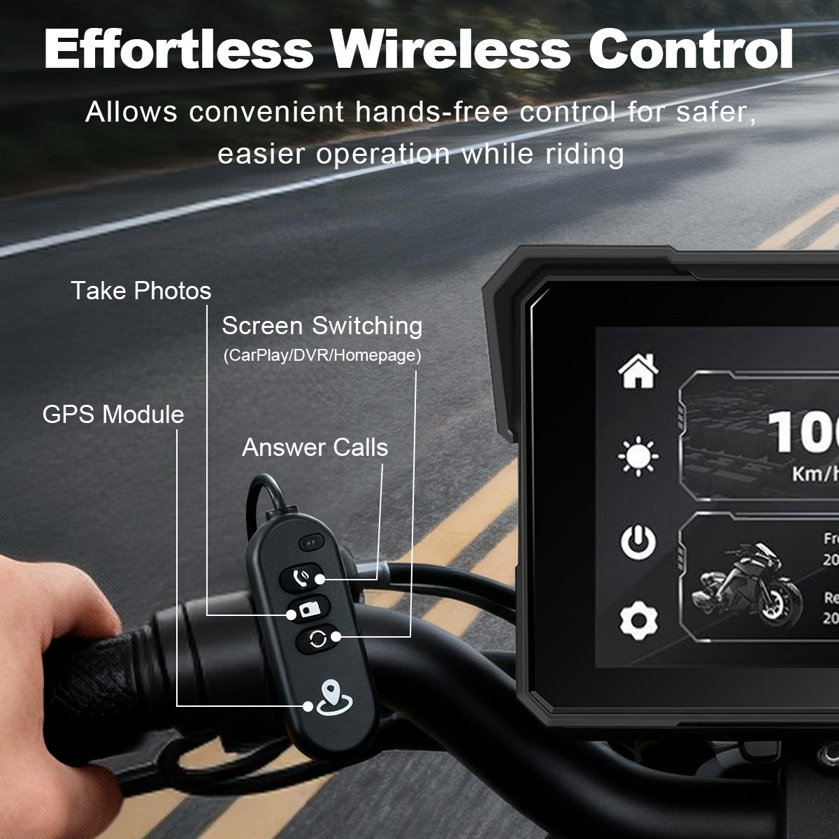 Linkifun™ MT81 8.1" Motorcycle CarPlay Navigation Screen with Wireless Android Auto, Screen Mirroring, Optional TPMS & DVR