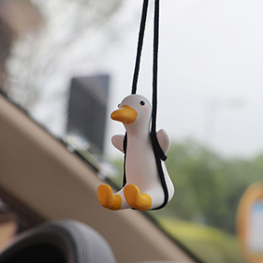 Linkifun™ Cute Swinging Duck 3D Ornaments - Car Mirror Hanging Accessories for Fun Interior Rearview Mirror Decoration (Duck)