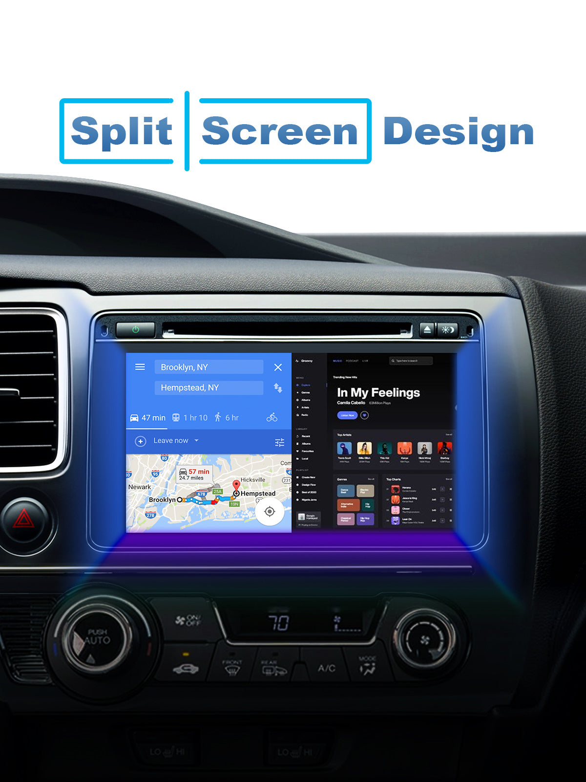 Linkifun GT6 Android 13 Smart AI Box Wireless CarPlay and Android Auto Adapter with split-screen multitasking for using maps, social media, streaming, and apps simultaneously