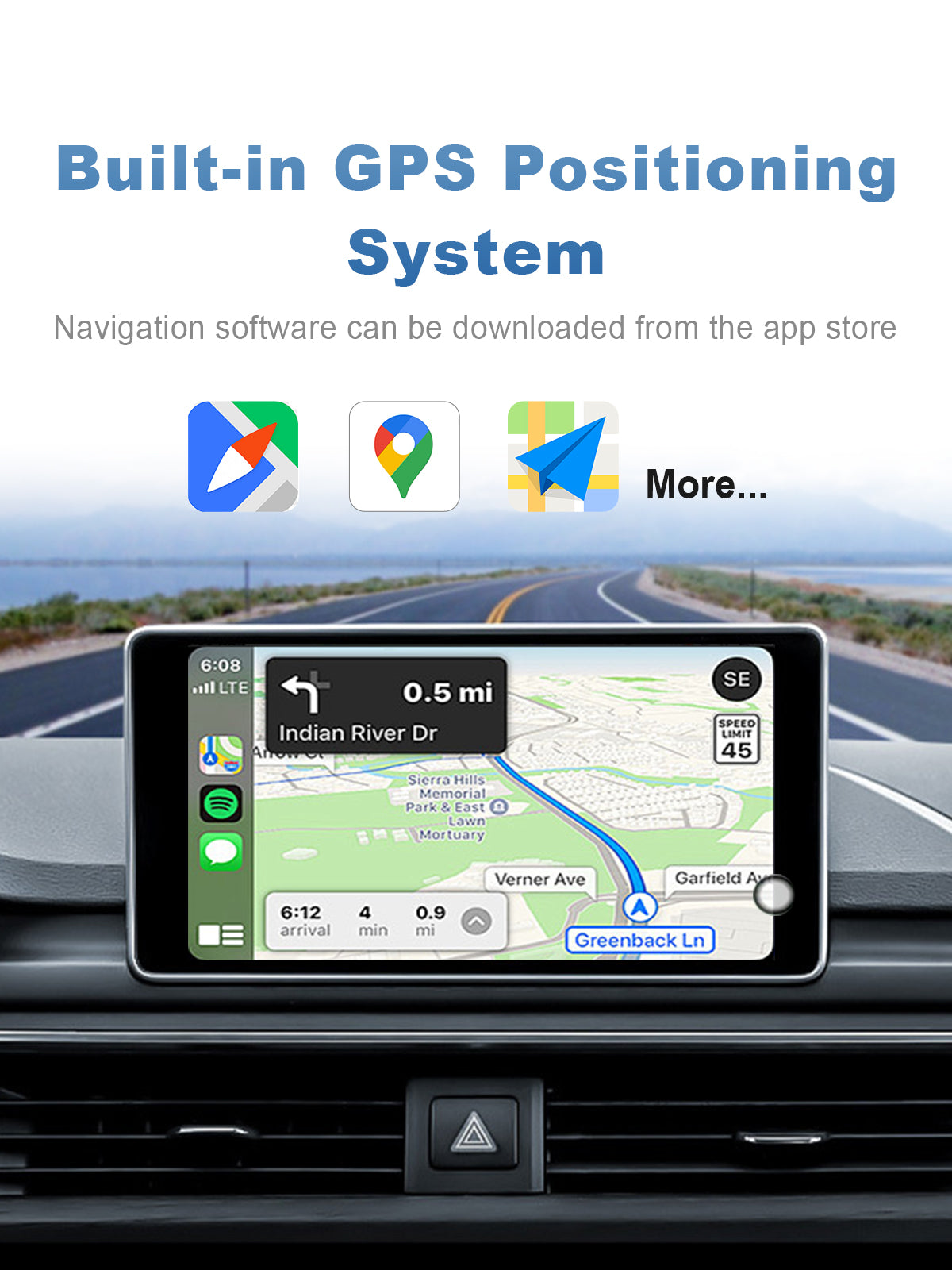 Linkifun GT7 Android 13 Smart AI Box Wireless CarPlay and Android Auto Adapter with built-in GPS navigation supporting Google Maps, Amap, and Waze for real-time routes and traffic updates