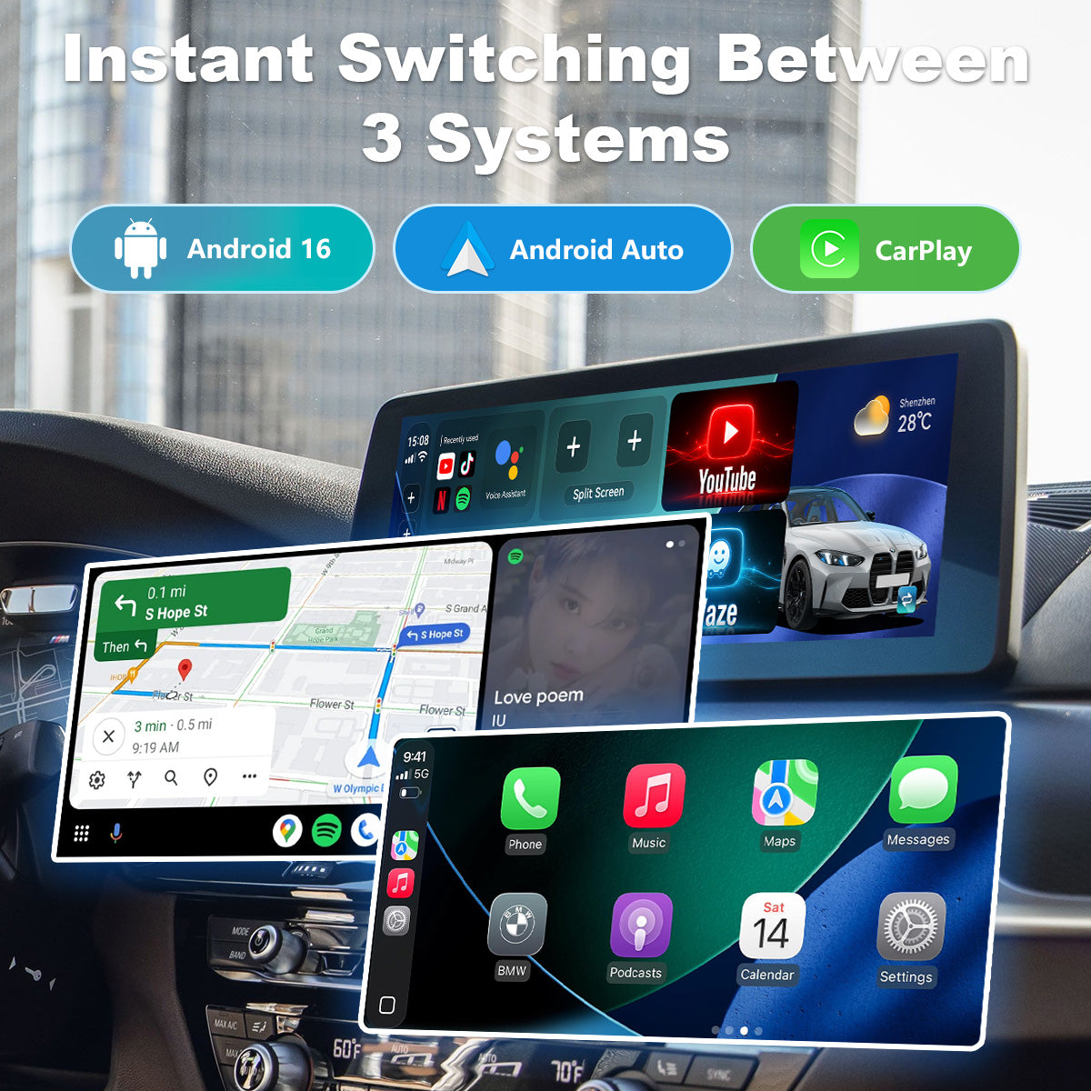 Linkifun™ L8 Max Android 16 AI-Box für BMW – Kabelloser CarPlay- und Android-Auto-Adapter – Rüste BMW ID6/ID7/ID8/ID8.5/ID9 mit Google Play auf
