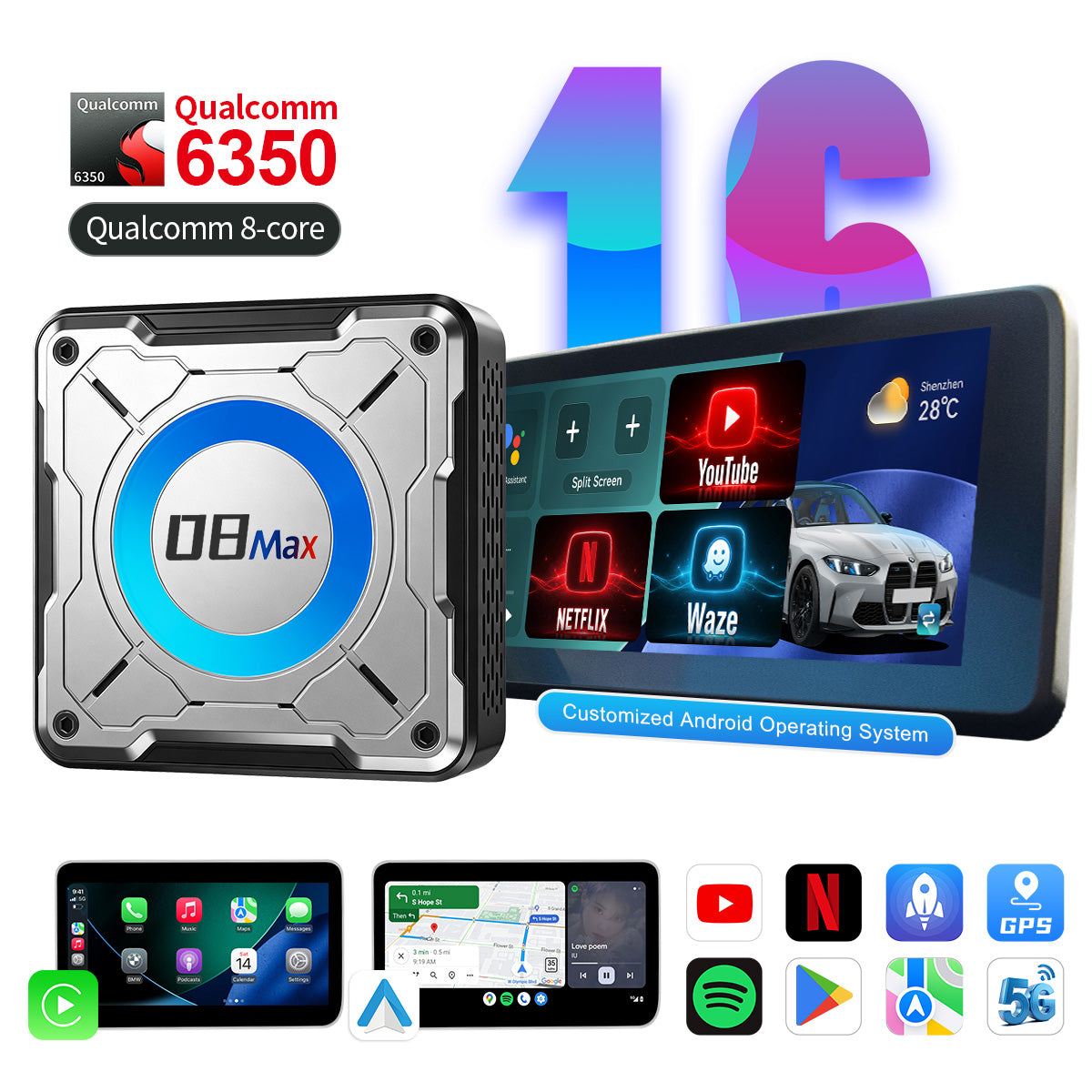 Linkifun™ L8 Max Android 16 AI-Box für BMW – Kabelloser CarPlay- und Android-Auto-Adapter – Rüste BMW ID6/ID7/ID8/ID8.5/ID9 mit Google Play auf