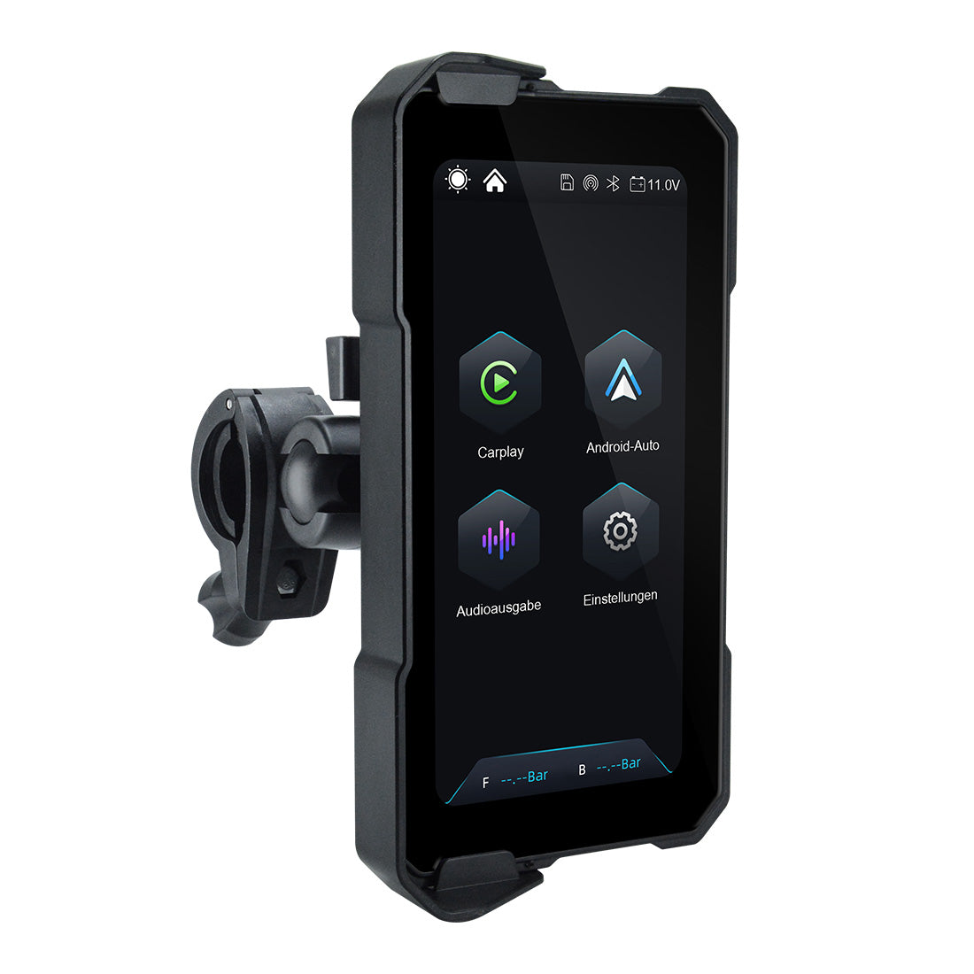 Linkifun™ MT10 ecrã de navegação para motociclos de 6.25" com CarPlay e Android Auto sem fios, modo vertical e horizontal, Bluetooth individual, TPMS opcional, alimentação por bateria/USB