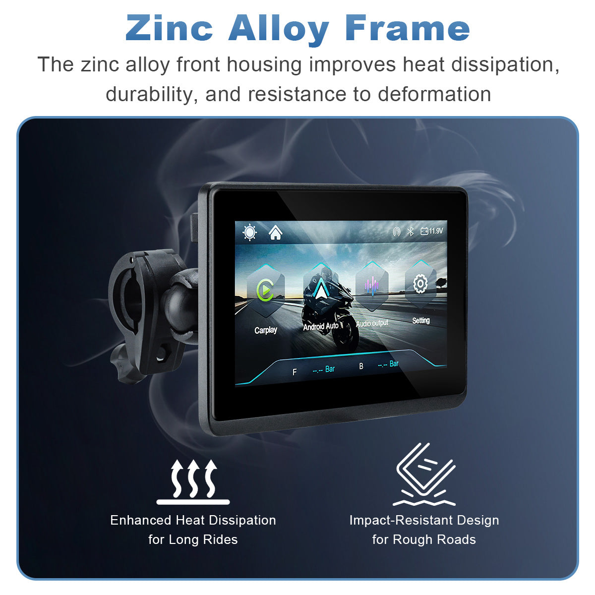 Linkifun™ MT1 5" Motorcycle Navigation Display with Wireless CarPlay & Android Auto, Portrait/Landscape Rotation, 800-Nit IPS, Optional TPMS & IP67